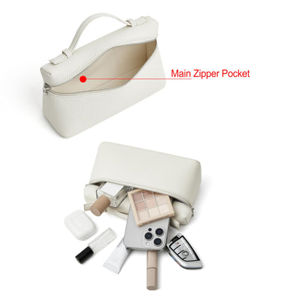 DORIS&JACKY Small Leather Crossbody Bag for Women, Designer Mini Top Handle Clutch Phone Bag with Adjustable Shoulder Strap (White)