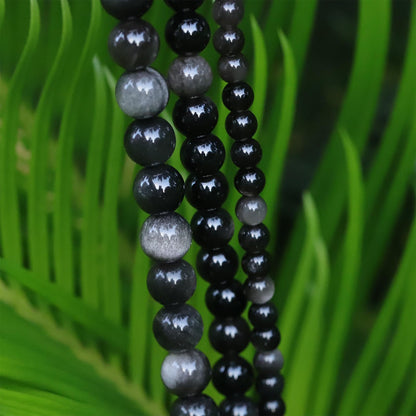 35pcs 10mm Natural Gemstone Beads for Jewelry Making Supplies,Obsidian Healing Crystal Polished Round Loose Stone Beads for Bracelet Necklace 15 Inch