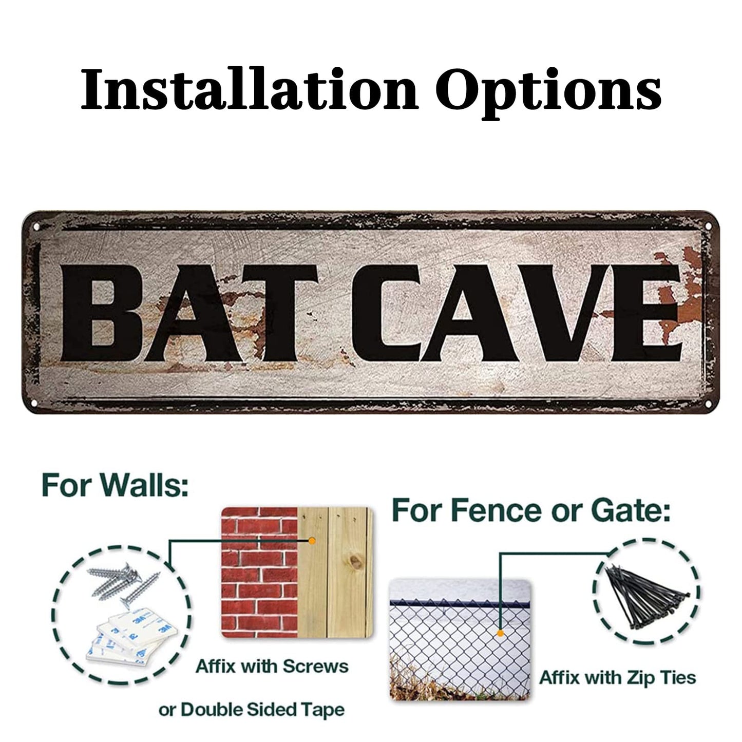 Bat Cave Tin Signs Home Decoration Sign Street Sign Art Wall Metal Sign 4x16 inch