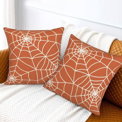 Sunshineyan Halloween Pillow Covers 20 x 20 inch Set of 2, Orange Spider Web Decorative Throw Pillow Covers Holiday Farmhouse Outdoor Halloween Pillowcase for Couch Sofa Home Decor