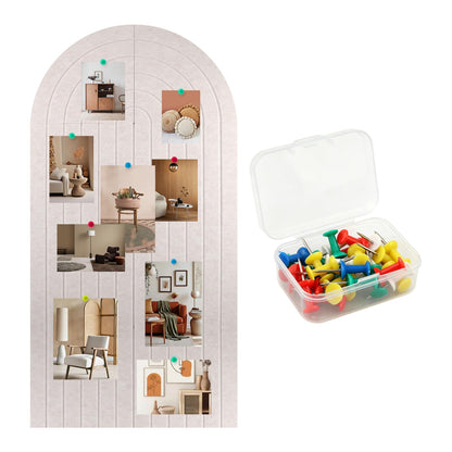 Large Arched Felt Bulletin Board, 47" x 24" Cork Board Alternative with 30 Push pins, 8 Customizable Adhesive Tiles for Office, Home Wall Decor, Photos and Workspace(Camel)
