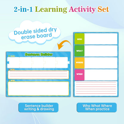 PraxiKidy Sentence Building for Kids,Sight Word Puzzles for Kindergarten 1st 2nd Grade,Speech Therapy Materials ESL Special Education Classroom Must Haves Reading Games Learning Activities Homeschool