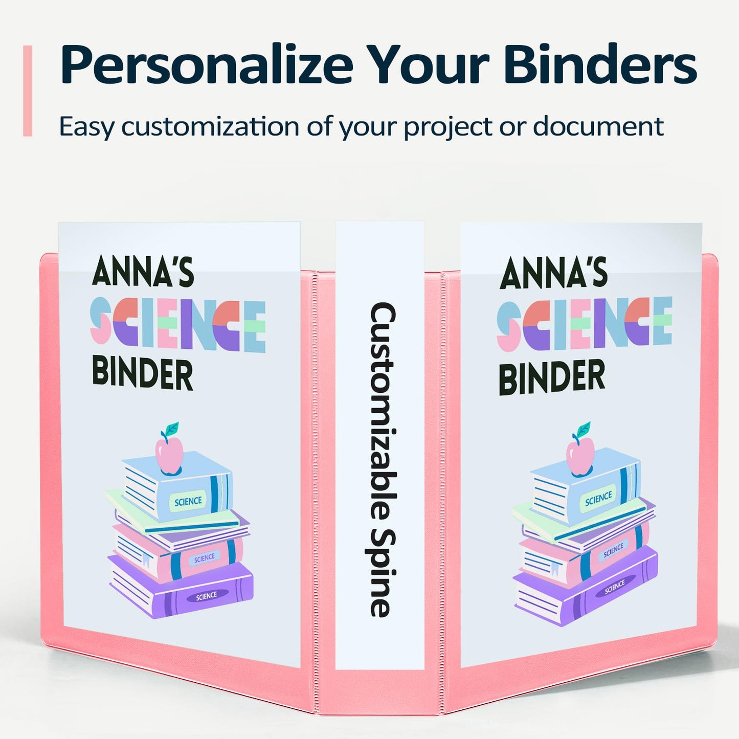 Sooez BinderX Extra Durable 4 Pack 1 Inch 3 Ring Binder, D-Ring Large Binder, Holds 880 Sheets of 8.5x11 Paper, Customizable View Cover with Inside Pocket, Pastels