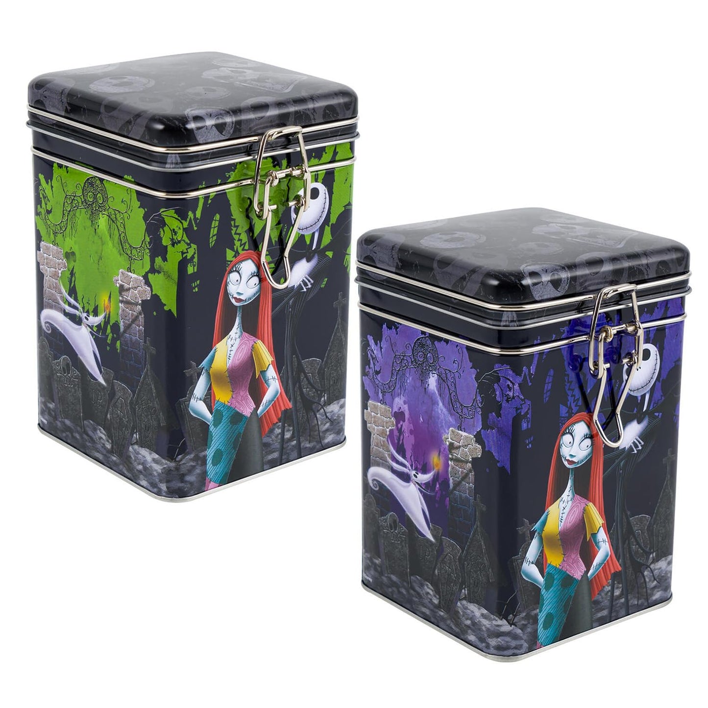 Nightmare Before Christmas Cookie Jar Set - Bundle with Jack Skellington Tin Canister with Lid for Snacks, Cookies, Bathroom Essentials | Nightmare Before Christmas Kitchen Accessory (Styles May Vary)