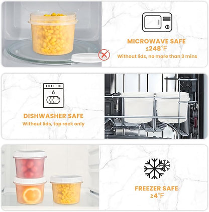 TUZAZO 12 Pack - 20 Oz Food Storage Containers with Screw Lids, Airtight Plastic Small Freezer Storage Container for Ice Cream, Overnight Oats, Snack, Soup, Portion and Meal Prep Container