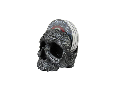 DWK Deathly Delights Decorative Gothic Skull Drink Coasters | 4 Piece Coasters for Drinks Absorbent with Holder Set | Home Decorations for Living Room | House Warming Presents - 5"