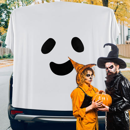 VitalCozy 5 Pcs Halloween Ghost Trunk or Treat Decoration Set DIY Ghost Face Backdrop Kit for Car Archway Trunk Exterior Halloween Outdoor Party Supplies Decor
