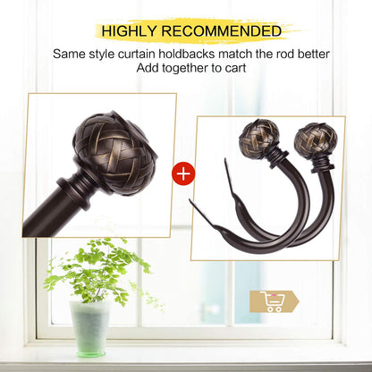 SZXIMU Curtain Holdbacks Set of 2, Window Treatment Holdbacks Wall Mounted Drapery Hooks with Netted Texture Finials, Bronze