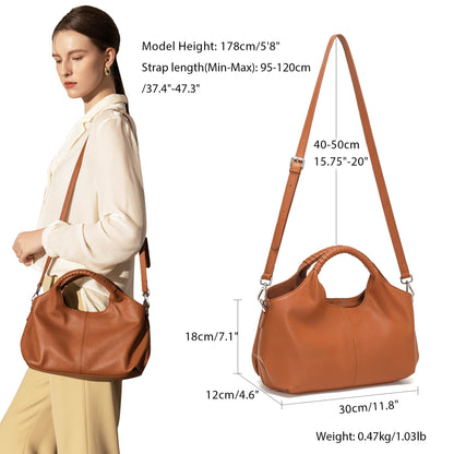 Taertii Genuine Leather Hobo Tote Bag Purses for Women, Soft Trendy Designer Handbag, Satchel Shoulder Bag