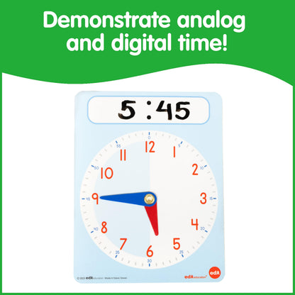 edxeducation Learning Clock Activity Set | 8 Double-Sided Activity Cards and 25 Flashcards | Digital and Analog Teaching Clocks for Kids