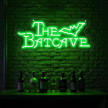 Bat Shaped Cave Neon Sign, Bat Neon Light, Horror Bedroom Dorm Wall Decor, Gothic Lovers Gift, Dimmable Gotham Business Signs for Man Cave Bar Kids Movie Room Party Gifts Christmas Supply-Green-17.7"