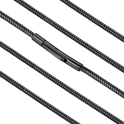 FaithHeart Snake Chains for Women Black Stainless Steel 2 MM Mens Chain Necklace 18 Inch Choker Chains for Ladies
