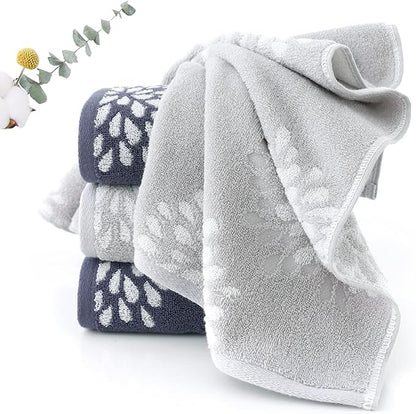 Pidada Hand Towels Set of 4 Hydrangea Floral Pattern 100% Cotton Absorbent Soft