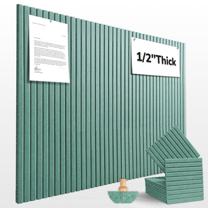 Large Cork Board for Office Decor, 48"x 36" - 1/2” Thick Felt Bulletin Board, 12 Pack Felt Board with Safe Removable Adhesive Tabs, Pin Board Cork Boards for Walls - Jade Green