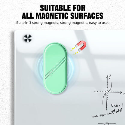 FUNISKETCH Dry Erase Eraser, Detachable Magnetic White Board Erasers - 2 Pack,Glass Board Glass Whiteboard Eraser for Office and School Supplies (Green)