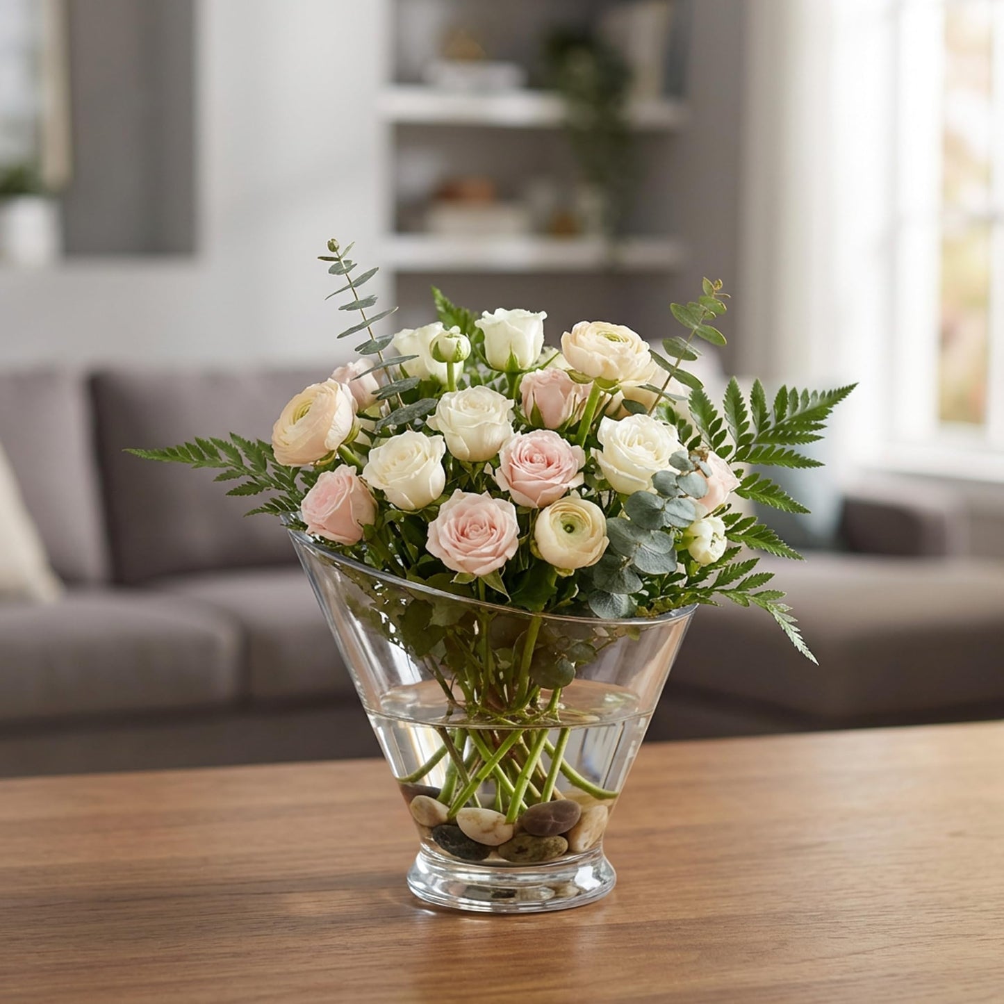 WGVI Slant Cut Calyx Glass Vase, Width 7.25", Height 6.25", Clear Terrarium, Candy Dish, Fruit Jar, Floral Container for Wedding Party Event, Home Office Decor, 1 Piece
