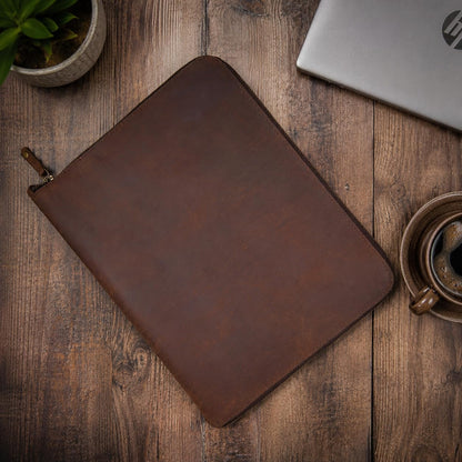 CestAntiQ, Heavy Duty Full Grain Leather Journal Cover (8.5 x 11 in.), Refillable Cahier XXL, Refillable Spiral Notebook (8.5 x 11 in.), Handmade Zippered Leather Journal Cover