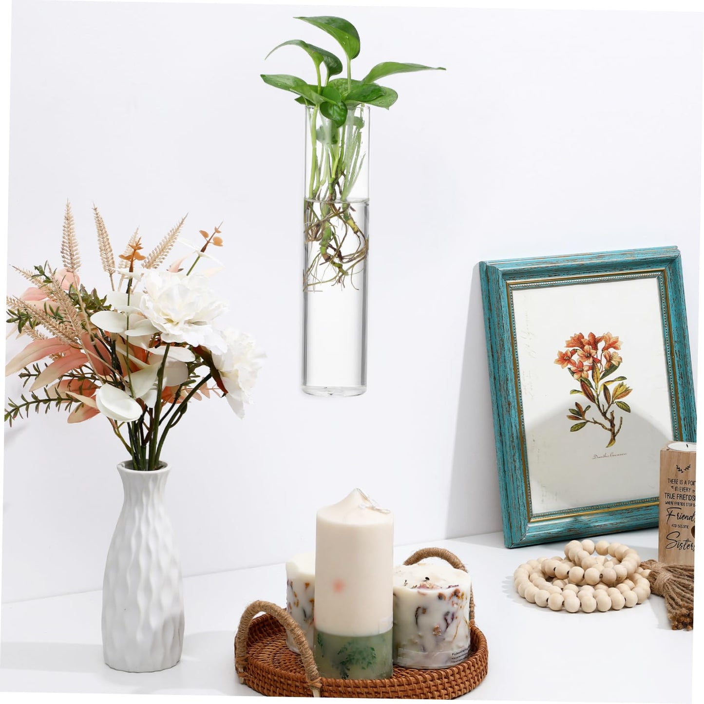 ibasenice 2pcs Hanging Propagation Planters Wall Mounted Flower Tube Vase Glass Terrarium Plants Holder Wall Vase for Flowers