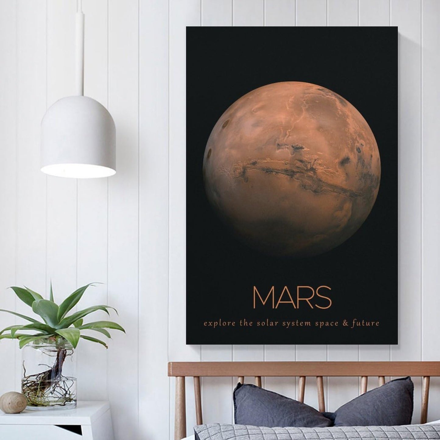 LGDSBHH Minimalist Mars Solar System Canvas Wall Art - Educational Space Planet Poster - Science Classroom & Kids Bedroom Decor - 12x18 Inch (Unframed)