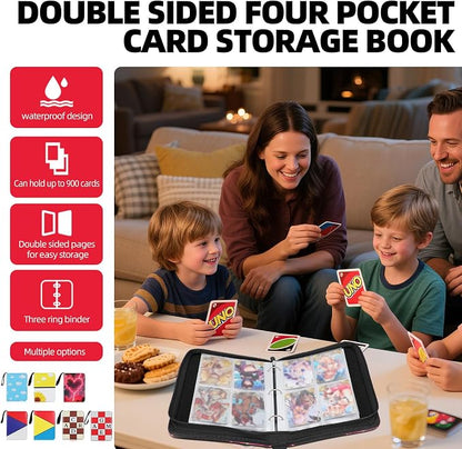 Collectible Trading Card Albums,4 Pocket Card Binder, 400 Double Sided Pocket PU Premium Zip Trading Collection Binderwith 50 Removable Sleeves, Card Folder forTCG, Sports Cards (Black &Red)