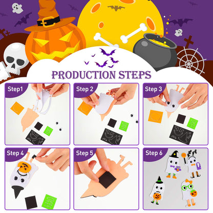 12 Pieces Foam Ghost Magnet Craft Kit Halloween Refrigerator Magnets DIY Self Adhesive Foam Magnet for Halloween Party Decorations