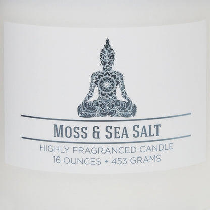 Carolina Moss & Sea Salt Scented Candle, 16 oz Wellness Relaxing Aromatherapy Candle, 2 Wick White Jar Soy Blend Wax, Candles for Home, 60H Burn - Made in The USA