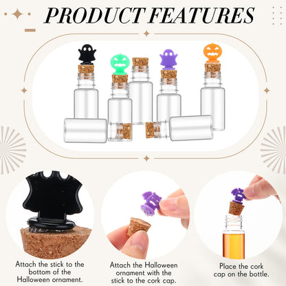 Bokon 36 Pack Mini Plastic Bottles with Corks Funnels Plastic Potion Bottles Tiny Clear Sand Art Jar Wishing Vial Witch Potion Jars for Decorations Birthday Party DIY Crafts Gift