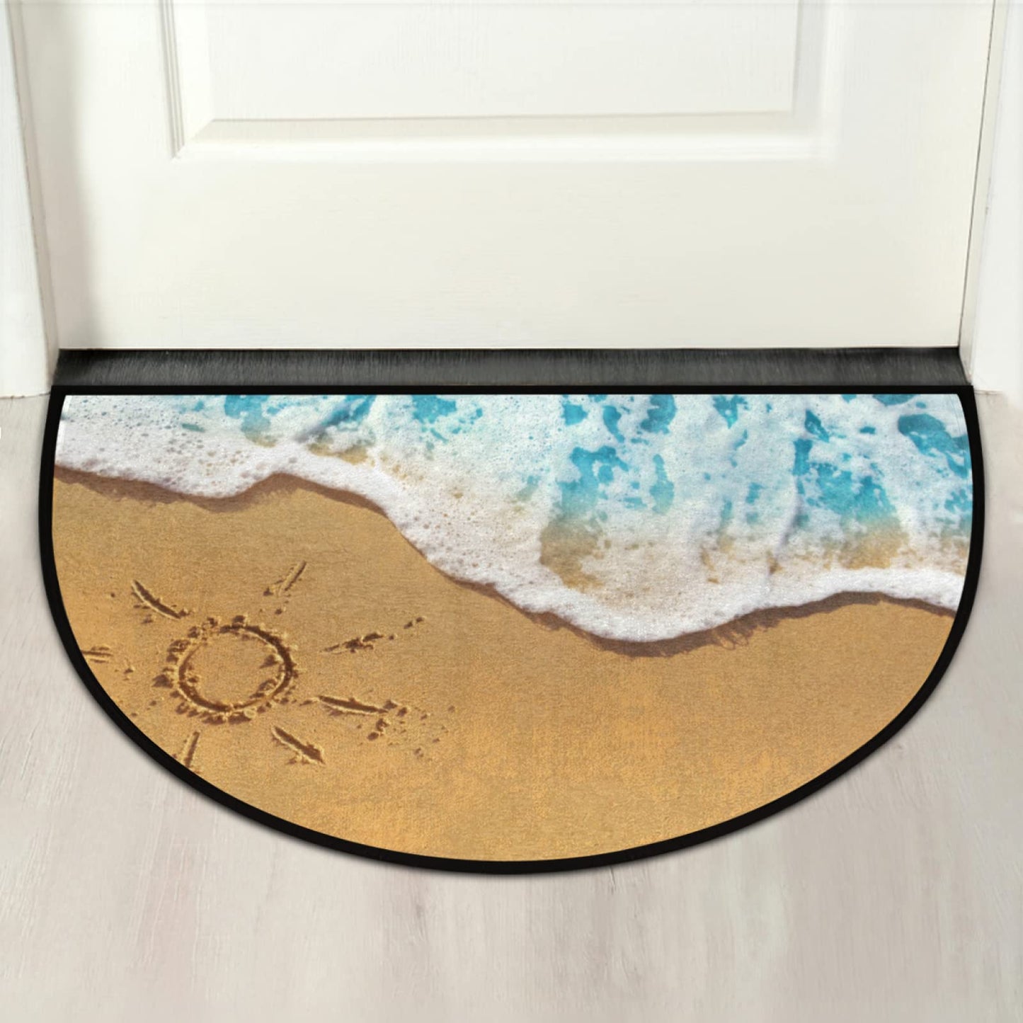 Pardick Ocean Beach Half Round Door Mat Welcome Entrance Mat Bath Bathroom Rug