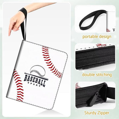 Baseball Card Binder Holder 480 Pockets with 60 Removable Sleeves, Portable Sports Trading Cards Binder Album Collector Organizer Protectors with Zipper,Waterproof