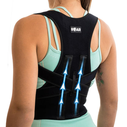 Roar® Hunchback Corrector, Posture Fixer, Shoulder Brace for Alignment, Adjustable Spine Support, Straight Back Trainer, Neck Corrector, Posture Vest, Luxe Posture Solution (S)
