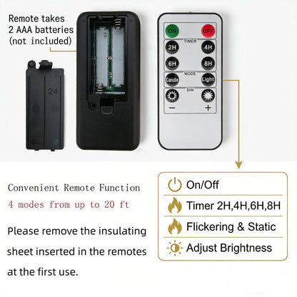 Ni-JASW Black Flameless Taper Candles with Remote, Flickering Battery LED Candlesticks Home Decor Set of 12