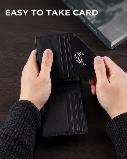 Swallowmall Mens Wallet Rfid Blocking Leather Wallet for Men Bifold Wallets with 1 ID Window 13 Card Holders
