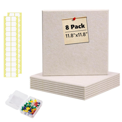 Bulletin Board 47" X 24" Cork Boards for Wall Alternative 8 Pack Oatmeal Non-Stripe Felt Bulletin Board 48 Safe Adhesive 35 Push Pins for Office School Home Room Decor