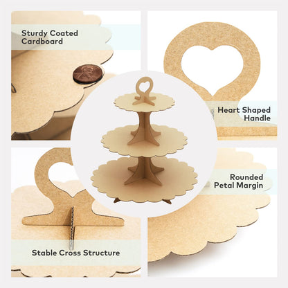 Humlindo 3-Tier Brown Cupcake Stand, Vintage Kraft Paper Dessert Display Tower, Rustic Party Serveware for Wedding Birthday Baby Shower (2-Pack) ﻿