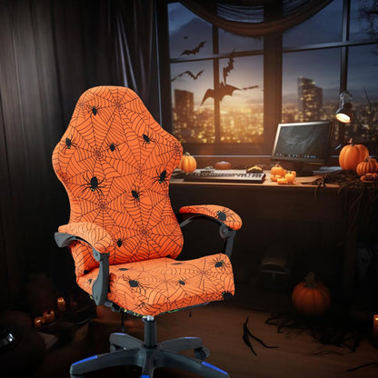 ACOFRR Gaming Chair Covers Slipcovers, Stretch Removable Washable Computer Reclining Gaming Chair Protector Slipcovers with Armrest Cover (No Chairs) (Halloween-Spider Web01)
