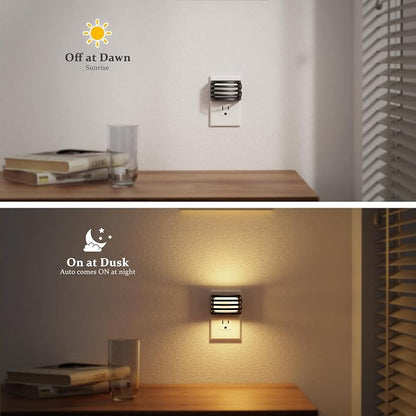 JandCase LED Night Lights Plug into Wall, [2 Pack] Night Light with 3 Colors 3000K-5000K-Amber, 3 Level Brightness Adjustable Plug in Night Light, Dusk to Dawn Nightligts for Adults Bedroom Bathroom