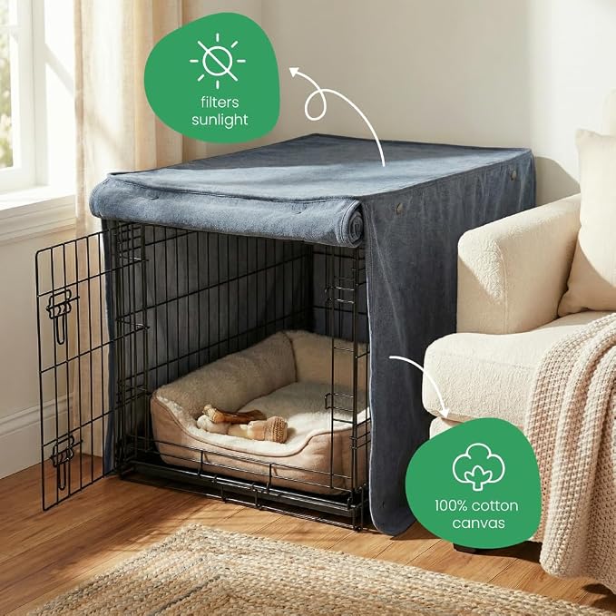 Molly Mutt Dragonstone Dog Crate Cover, GOTS-Certified 100% Organic Cotton Canvas Cover for Dog or Puppy Kennel and Cage, Washable, Free of Harmful Chemicals, X-Large, Fits 42"x28"x31" Crate