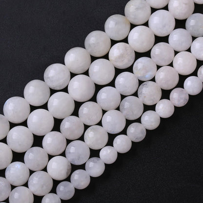 8MM 45PCS Natural Stone White Moonstone Gemstone Semi Precious Beads for Jewelry Making DIY Bracelet