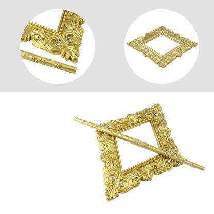 Mewutal 2 Pack Gold Curtain Tiebacks Square Curtain Holdbacks Plastic Curtain Clips Buckle Drapery Holdbacks Crystal Drapery Tiebacks for Home Window Decoration, with Fixing Rod (Gold Rhombus)