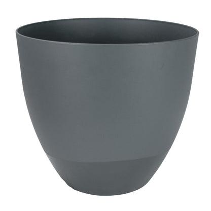 The HC Companies 13 Inch Topanga Decorative Round Planter - Lightweight Premium Resin Plant Pot with a Ceramic Look for Indoor Outdoor Use, Slate Blue Swoop