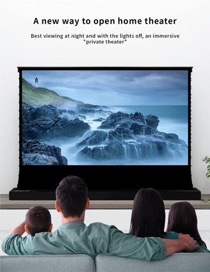 VIVIDSTORM-4K Movie Projector Screen S 100 Inch Sound Transparent Perforated Floor Rising White Fabric 4k HD Ready Home/Movie Theatre Work with Normal Throw Projector, VSDSTPW100H