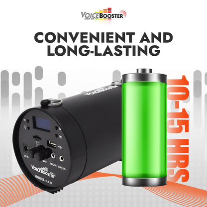 VoiceBooster Portable Voice Amplifier for Teachers - 25W Rechargeable Portable Speaker with Microphone Headset for Classroom, Tour Guide, Public Speaking, Built-in MP3 Player & FM Radio - MR-AK38