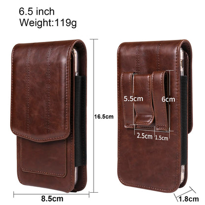 Cellphone Pouch Waist Men, Leather Cell phone Waist bag with Card Holder Leather, 6.5" Men's Waist Holster Waterproof Belt Clip Holder Wallet Waist Pocket Purse Smartphone Carrying Case Bum Bag