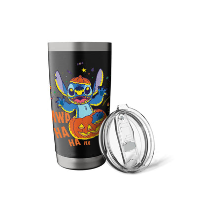 Disney Stitch Jack-o’-Lantern Surprise Mwa Ha Ha Halloween Stainless Steel Insulated Tumbler