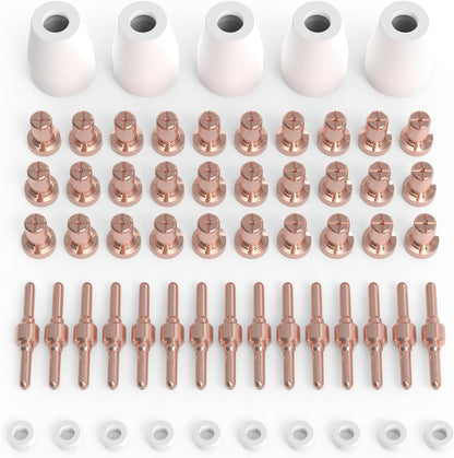 TOOLIOM 60Pcs Plasma Cutter Torch Consumables PT31 Accessories Electrode Tips Nozzles Cups Kit Fit CUT40 CUT50 with Plasma Cutting Torch PT31 LG40