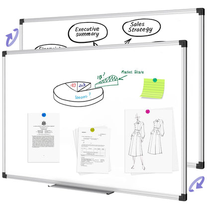 XBoard Magnetic Dry Erase Board/Whiteboard, 36 X 24 Inches Double Sided White Board, Silver Aluminium Frame