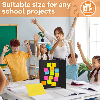 Ctosree 18 Pcs Tri Fold Poster Board Bulk, Lightweight Presentation Board, Science Fair Project Display Paperboard, Single Wall(14 x 22 Inch,Black)