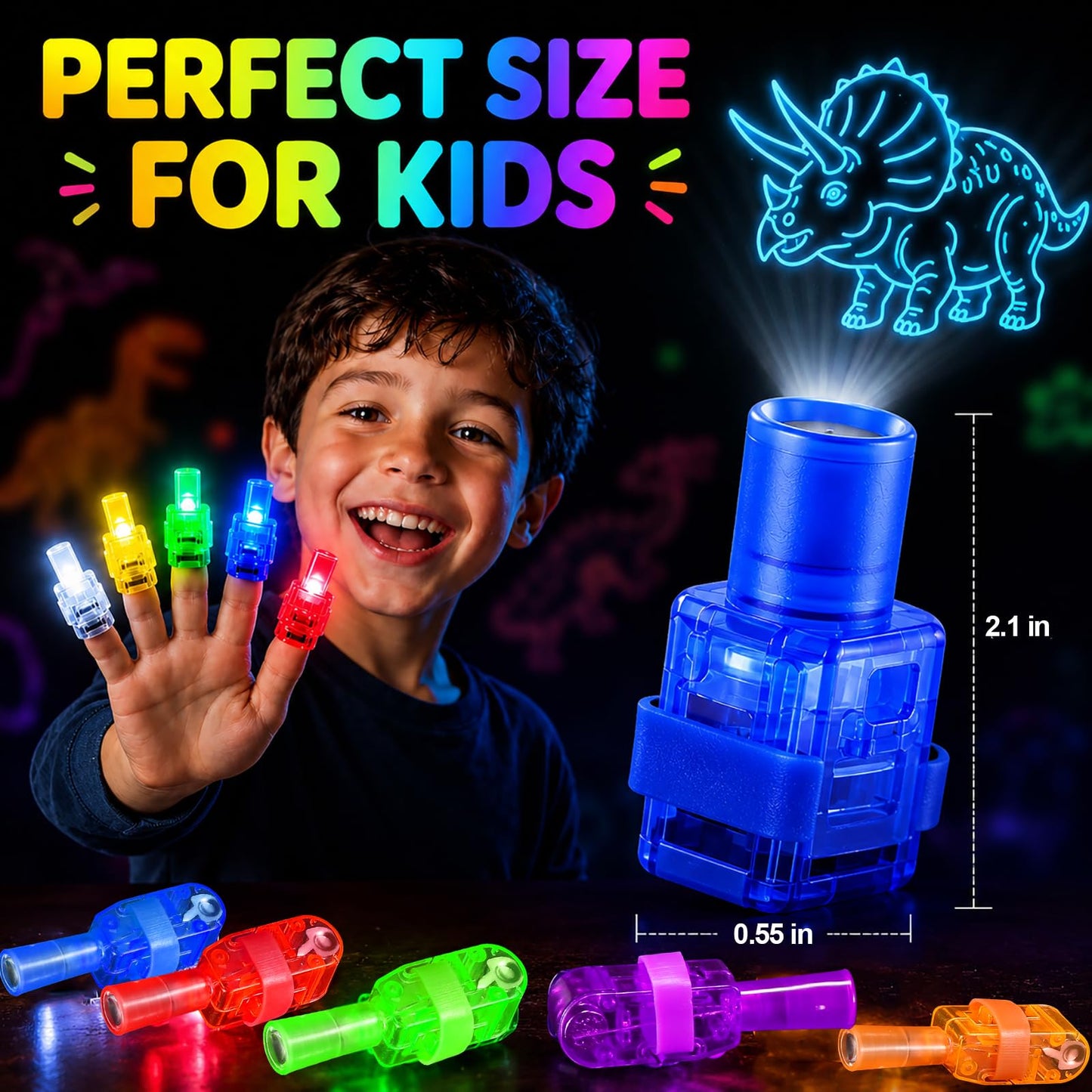 40PCS Dinosaur Party Favors for Kids, LED Light Up Finger Lights Glow in The Dark Toys - Dino Theme Birthday Party Supplies, Goodie Bag Fillers, Classroom Prizes, Pinata Stuffers for Boys Girls