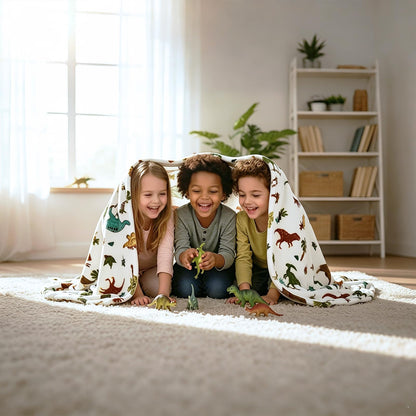 VigorSpring Dinosaur Blanket for Boys - 50"x60", Cozy Soft Plush Kids Throw Blanket for Boys Toddler, Ideal Home Party Decor & Gift for Christmas Halloween Birthday Easter