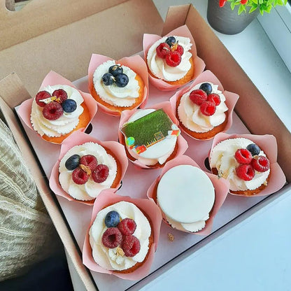 200 Pieces Tulip Cupcake Muffin Liners Greaseproof Paper Baking Cups Cupcake Wrappers for Birthday Wedding Party Baby Showers Catering Restaurants(Pink)